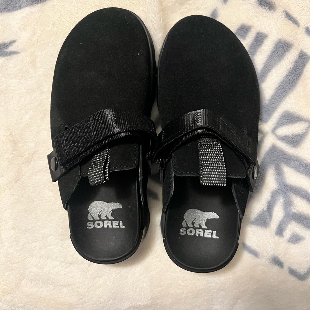 Sorel Black Leather Sandals